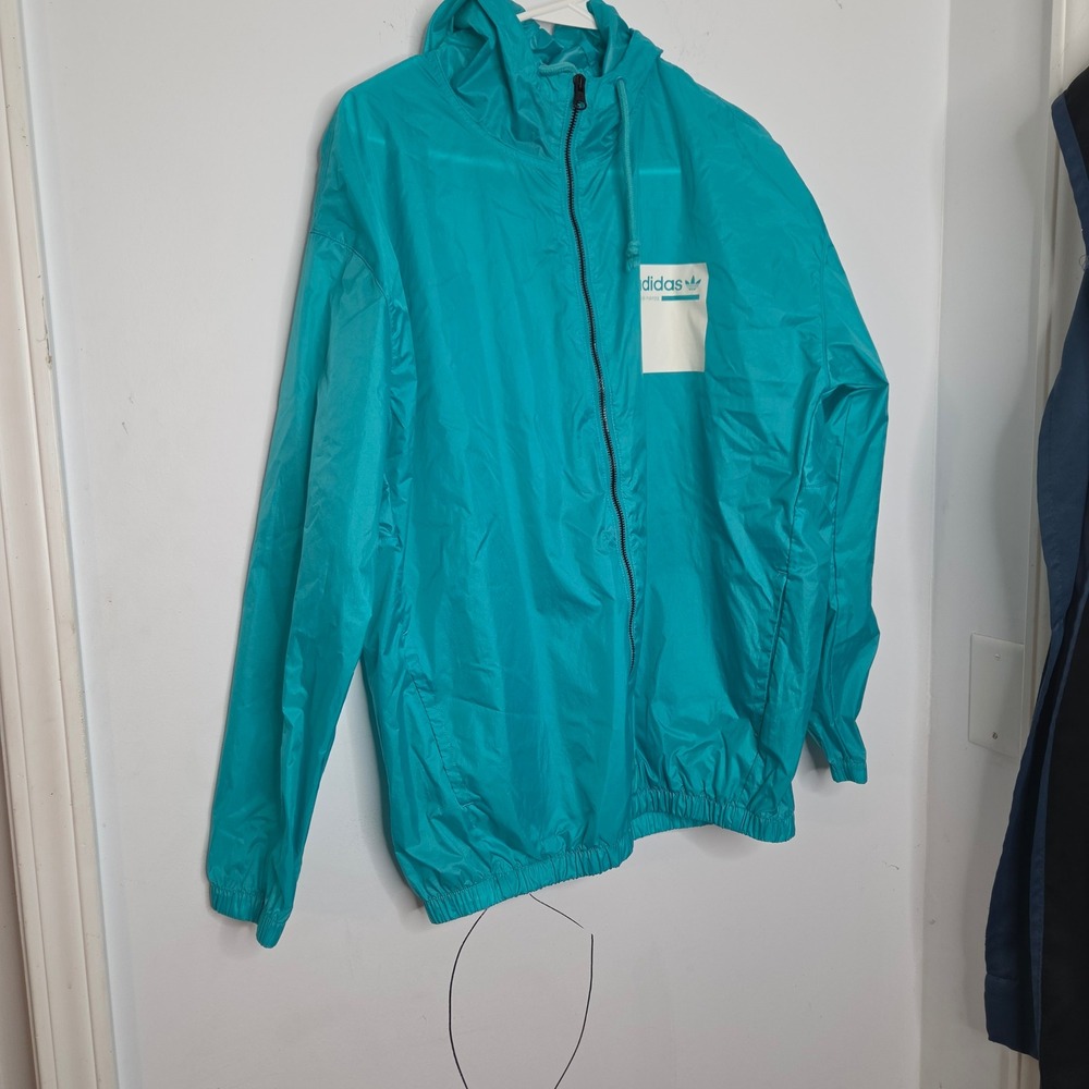 Adidas Originals Mens Teal Lightweight‎ Hooded Windbreaker Jacket S F1825MXXX